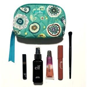 Beauty Bundle Makeup/Brow Gel, Makeup Mist, Lip Gloss, Lipstick, Brush + Bag